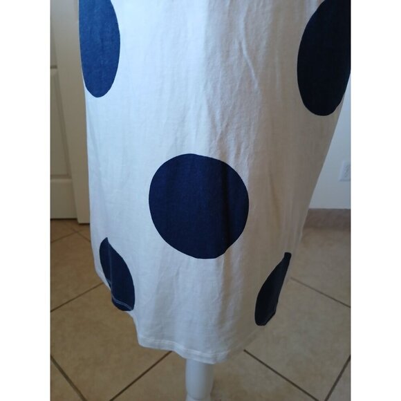Boden Women Dress Tshirt 6R Beige & Navy Blue Polka Dot Short Sleeve Round Neck - Picture 7 of 16
